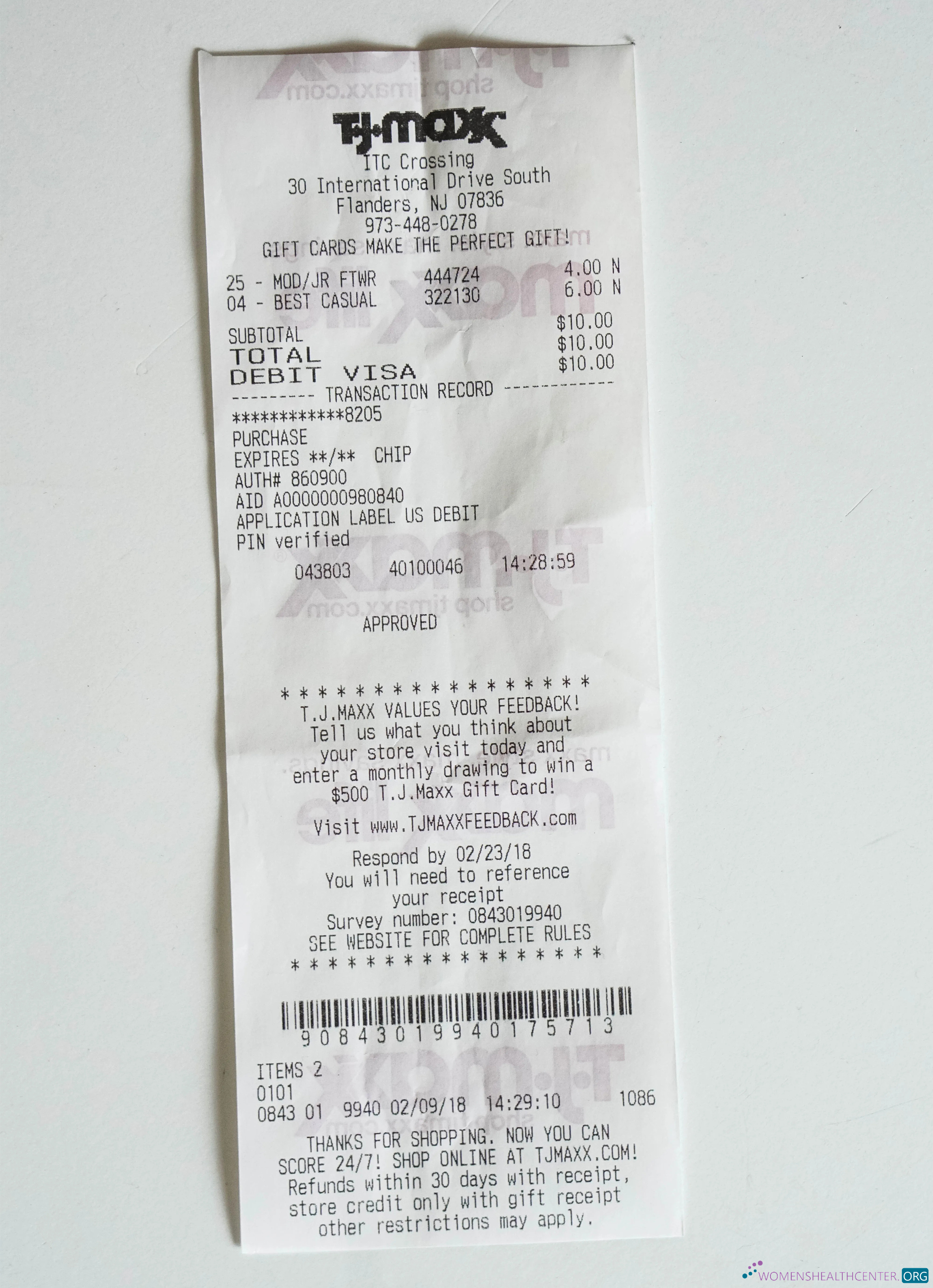 Download TJ maxx shop receipt Photoshop template